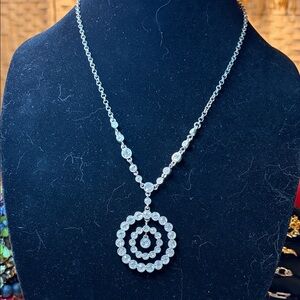 Rhinestone and Silver Tone Necklace #424